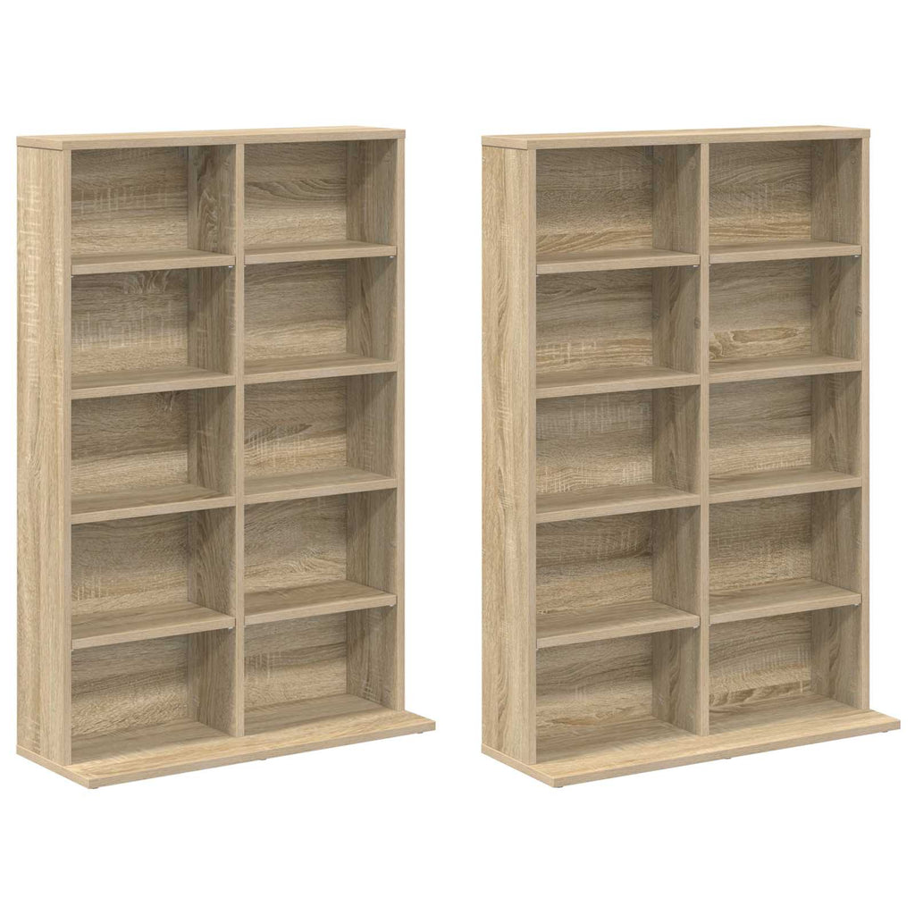 vidaXL Kabinet na płyty CD 2 szt. dąb Sonoma 65 x 23,5 x 97,5 cm