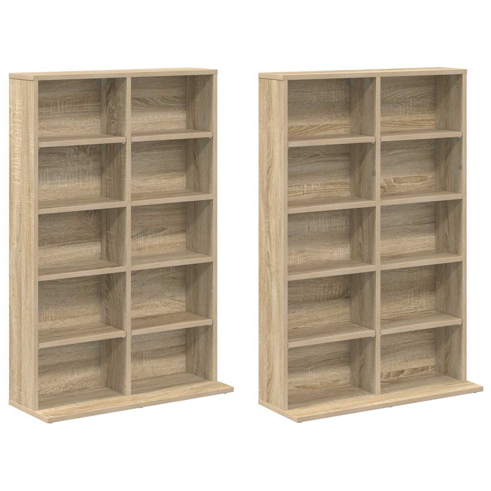 vidaXL Kabinet na płyty CD 2 szt. dąb Sonoma 65 x 23,5 x 97,5 cm