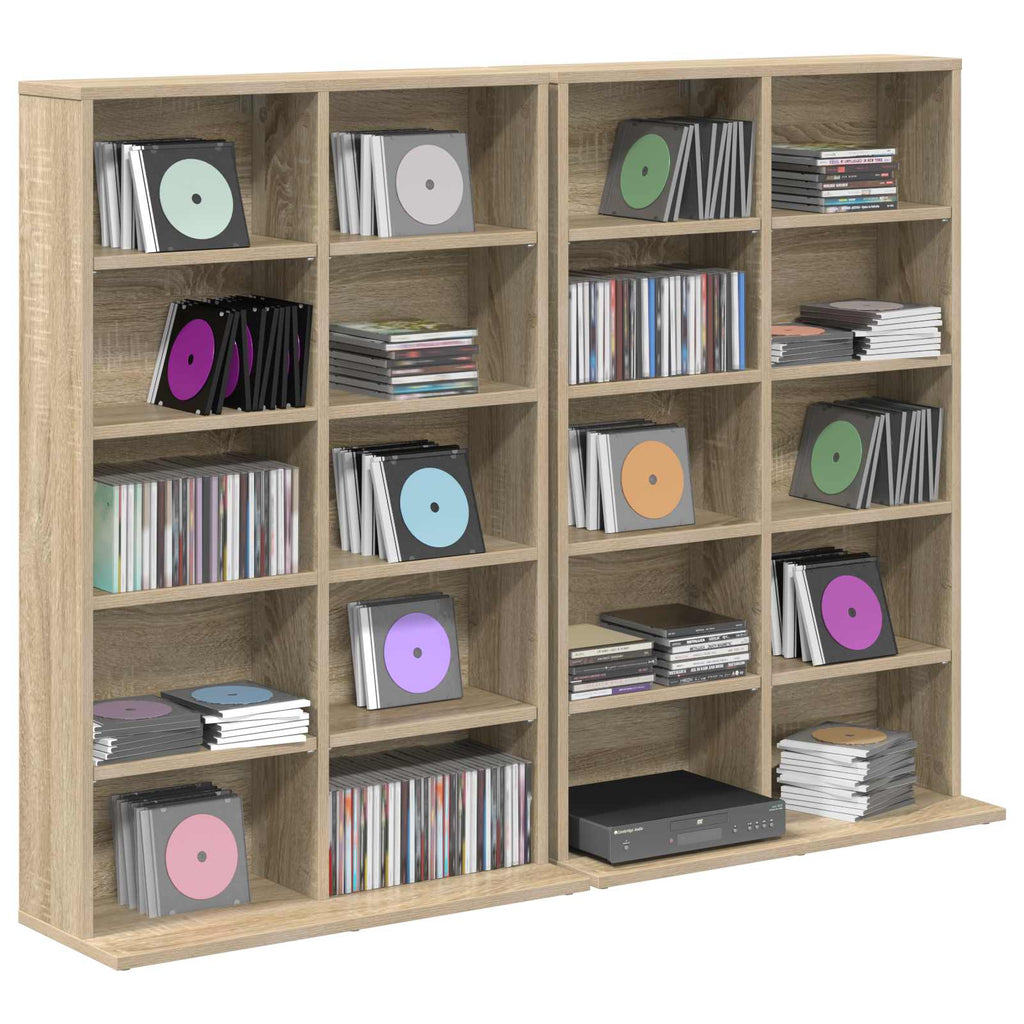 vidaXL Kabinet na płyty CD 2 szt. dąb Sonoma 65 x 23,5 x 97,5 cm