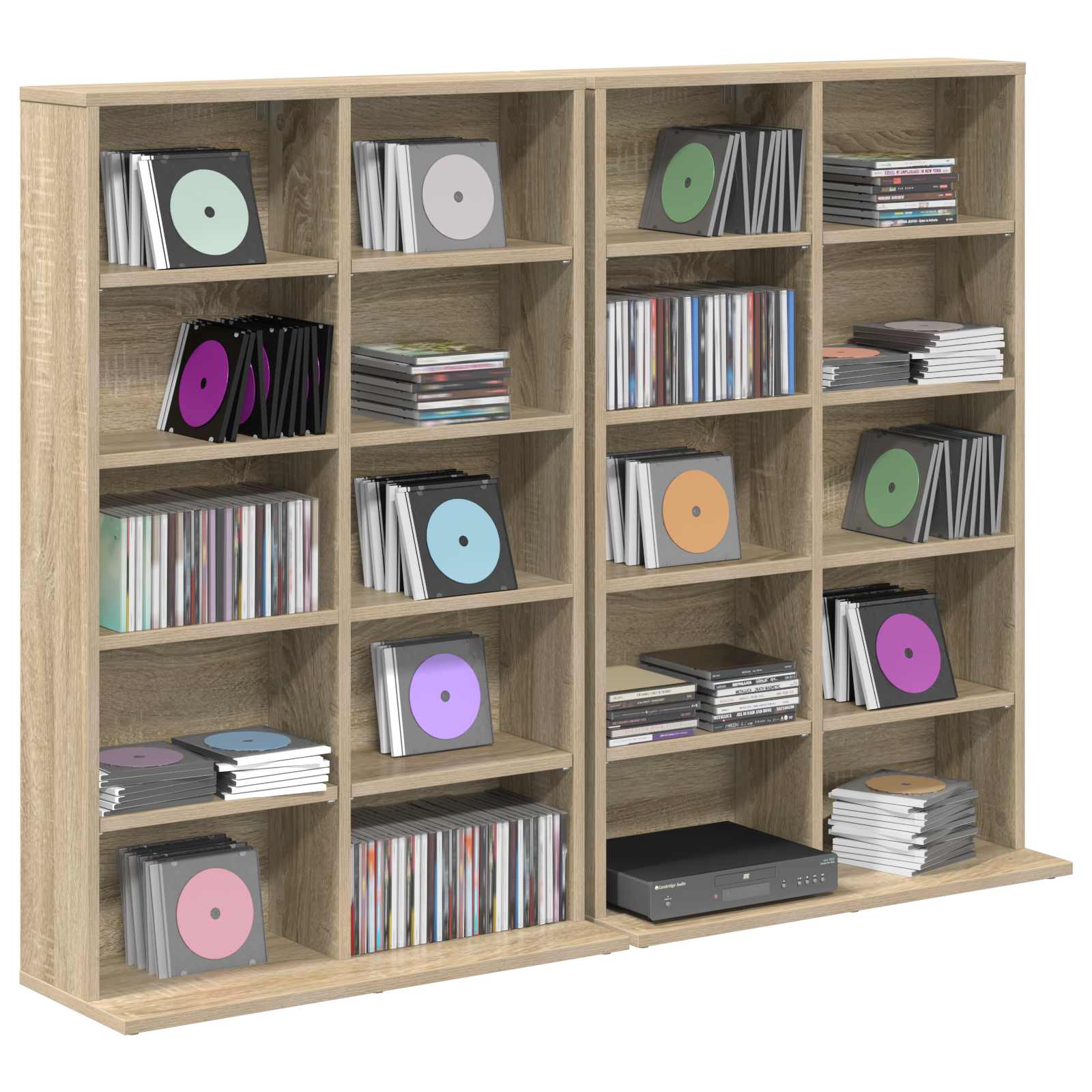 vidaXL Kabinet na płyty CD 2 szt. dąb Sonoma 65 x 23,5 x 97,5 cm