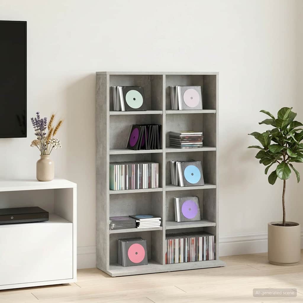 vidaXL Kabinet na płyty CD Betonowy szary 65 x 23,5 x 97,5 cm