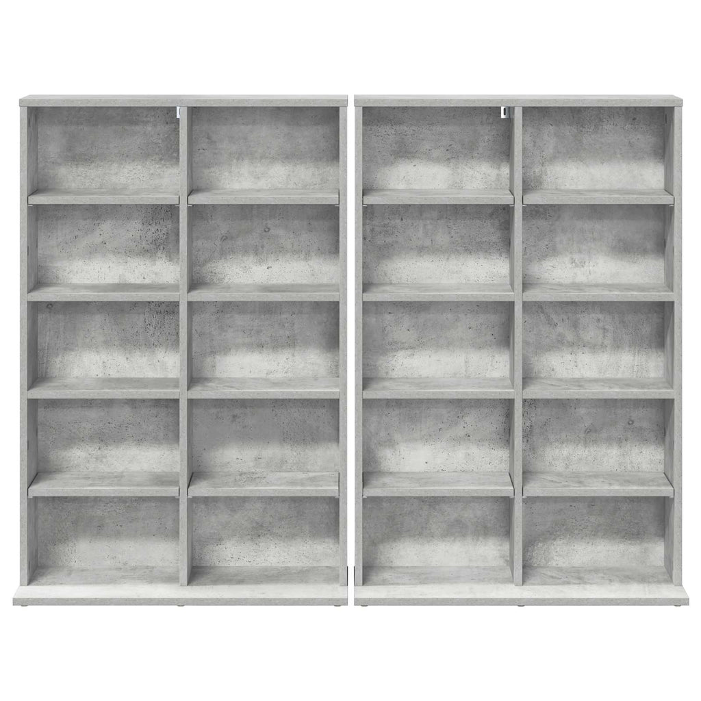 vidaXL Kabinet na płyty CD 2 szt. Betonowy szary 65 x 23,5 x 97,5 cm