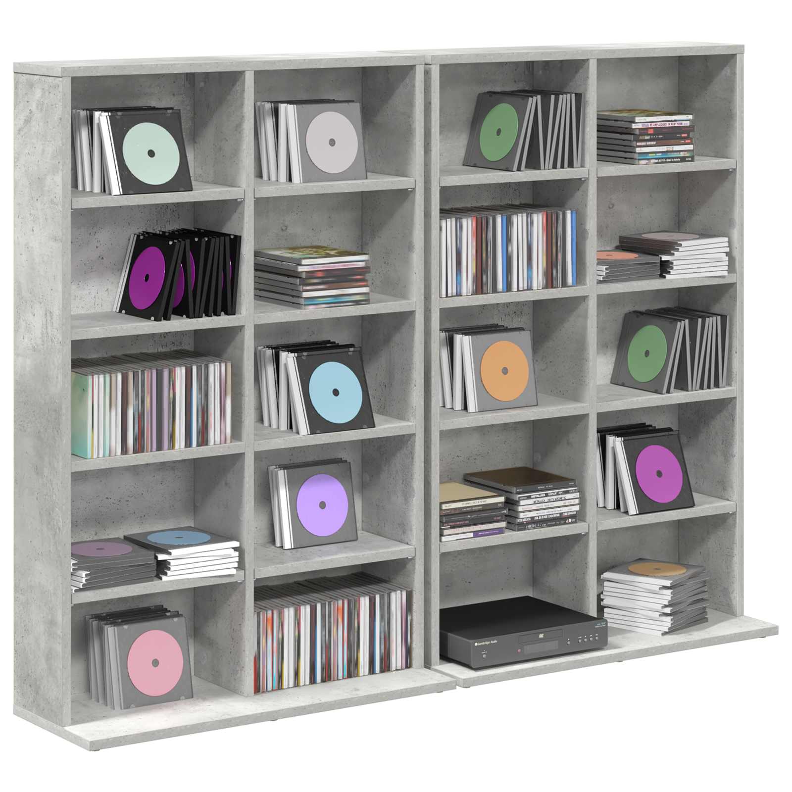 vidaXL Kabinet na płyty CD 2 szt. Betonowy szary 65 x 23,5 x 97,5 cm
