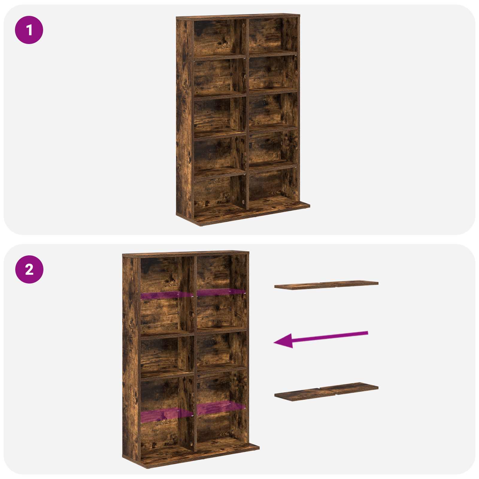 vidaXL Kabinet na płyty CD Dąb wędzony 65 x 23,5 x 97,5 cm