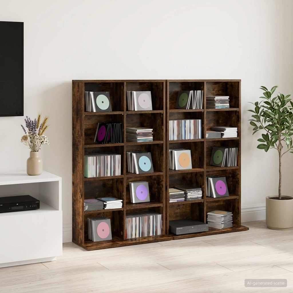 vidaXL Kabinet na płyty CD 2 szt. Dąb wędzony 65 x 23,5 x 97,5 cm
