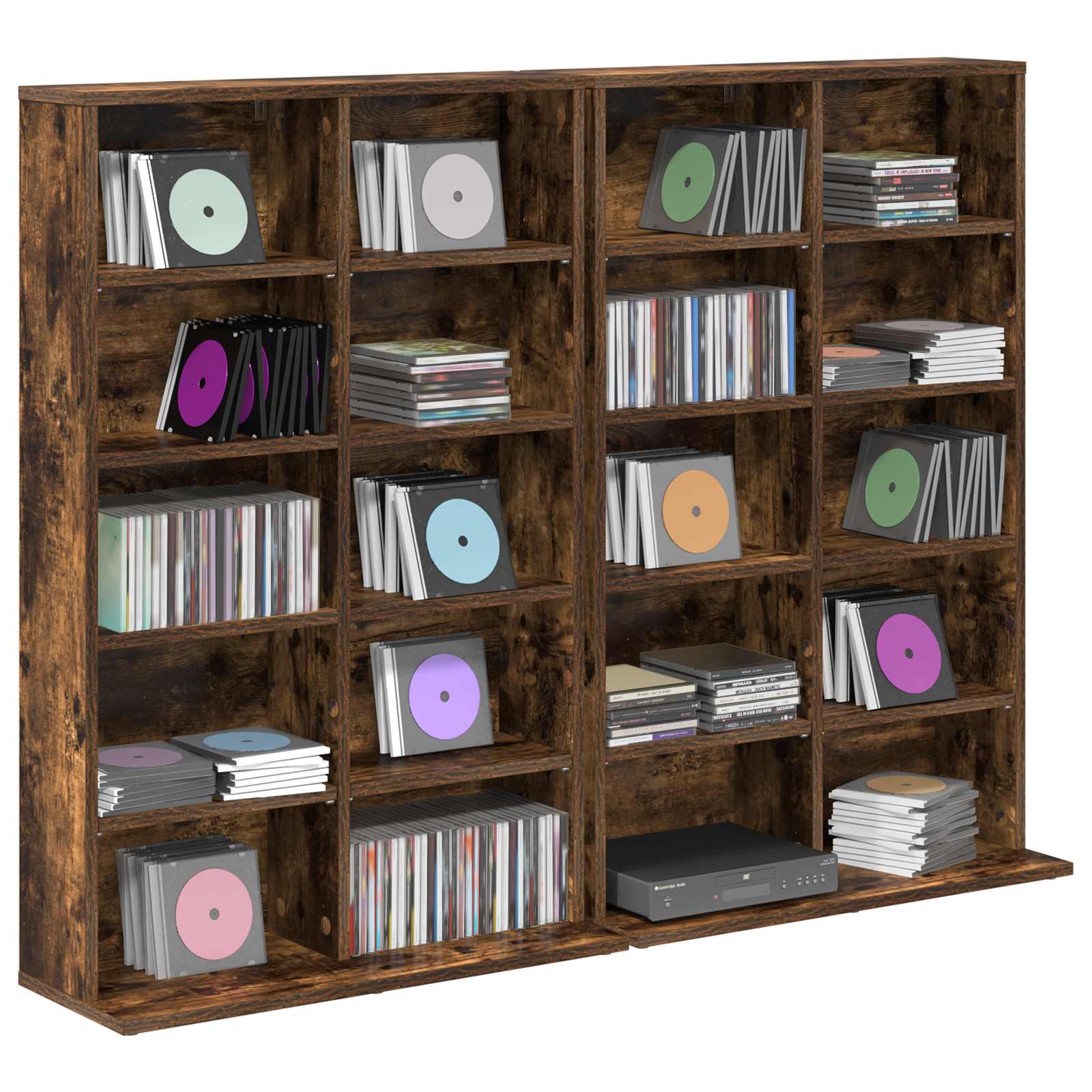 vidaXL Kabinet na płyty CD 2 szt. Dąb wędzony 65 x 23,5 x 97,5 cm