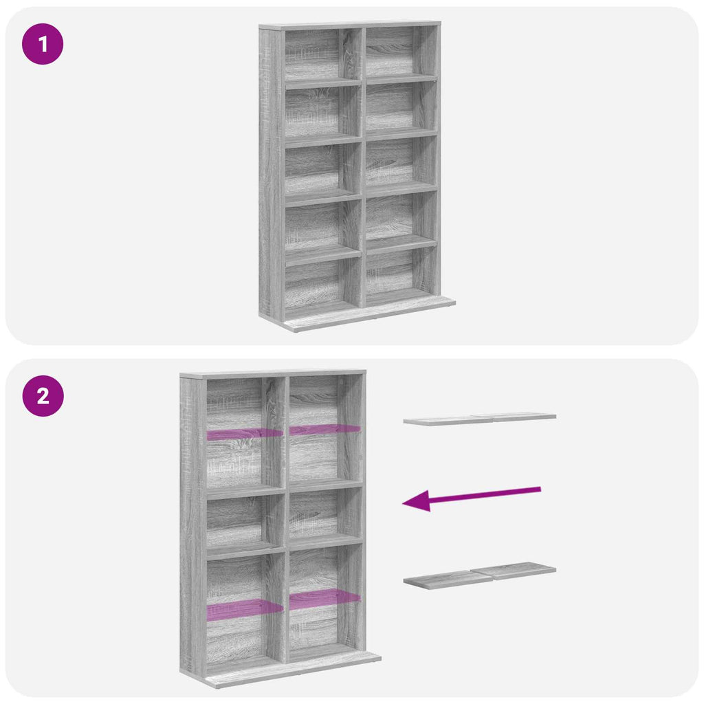 vidaXL Kabinet na płyty CD Szary Sonoma 65 x 23,5 x 97,5 cm