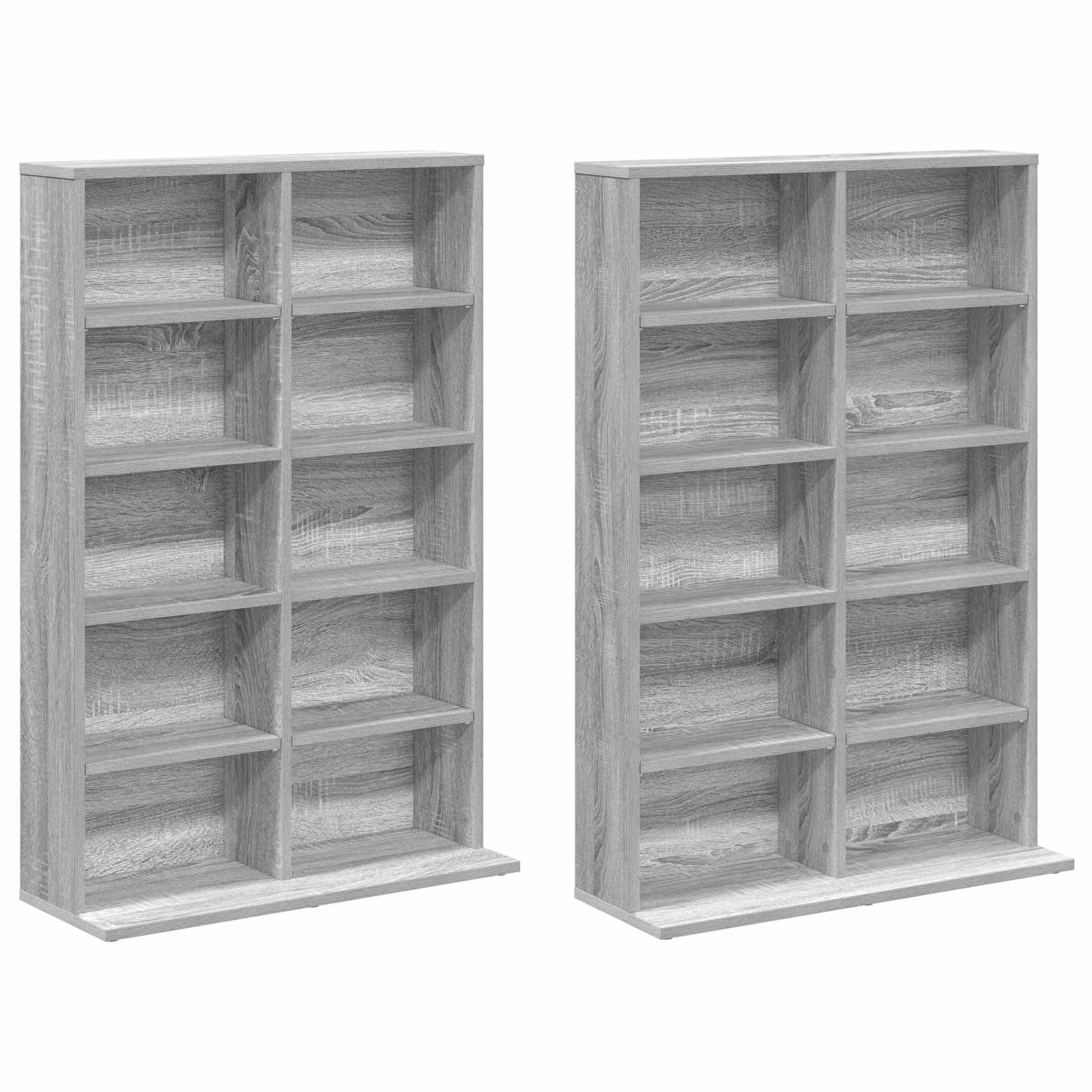 vidaXL Kabinet na płyty CD 2 szt. Szary Sonoma 65 x 23,5 x 97,5 cm