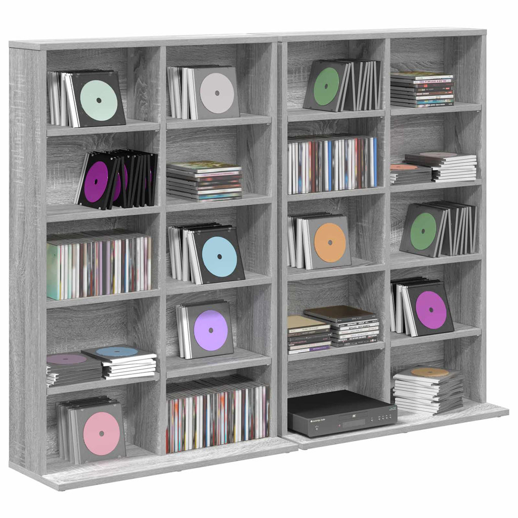 vidaXL Kabinet na płyty CD 2 szt. Szary Sonoma 65 x 23,5 x 97,5 cm