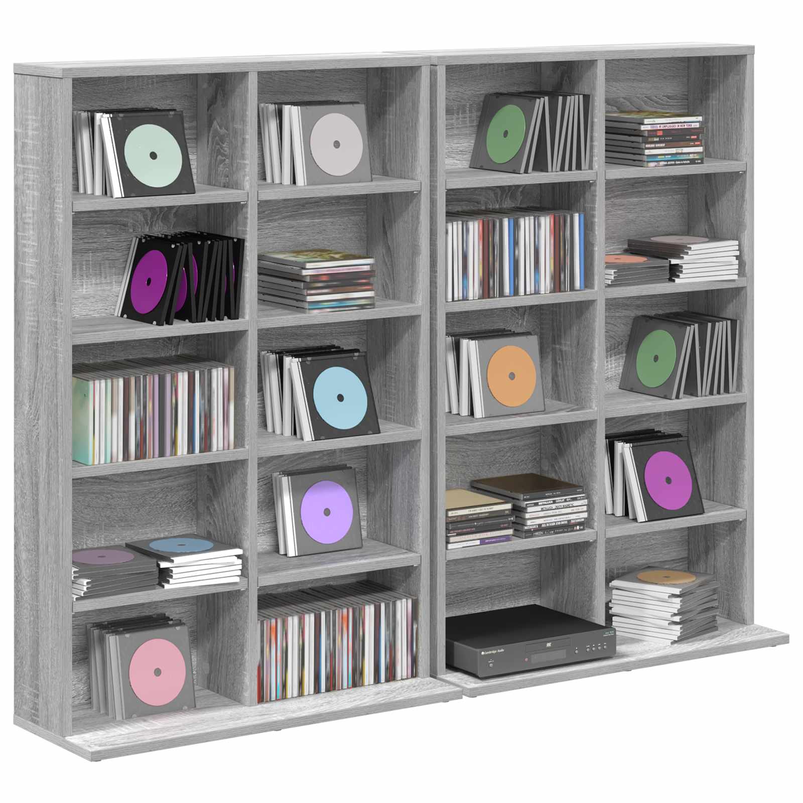 vidaXL Kabinet na płyty CD 2 szt. Szary Sonoma 65 x 23,5 x 97,5 cm