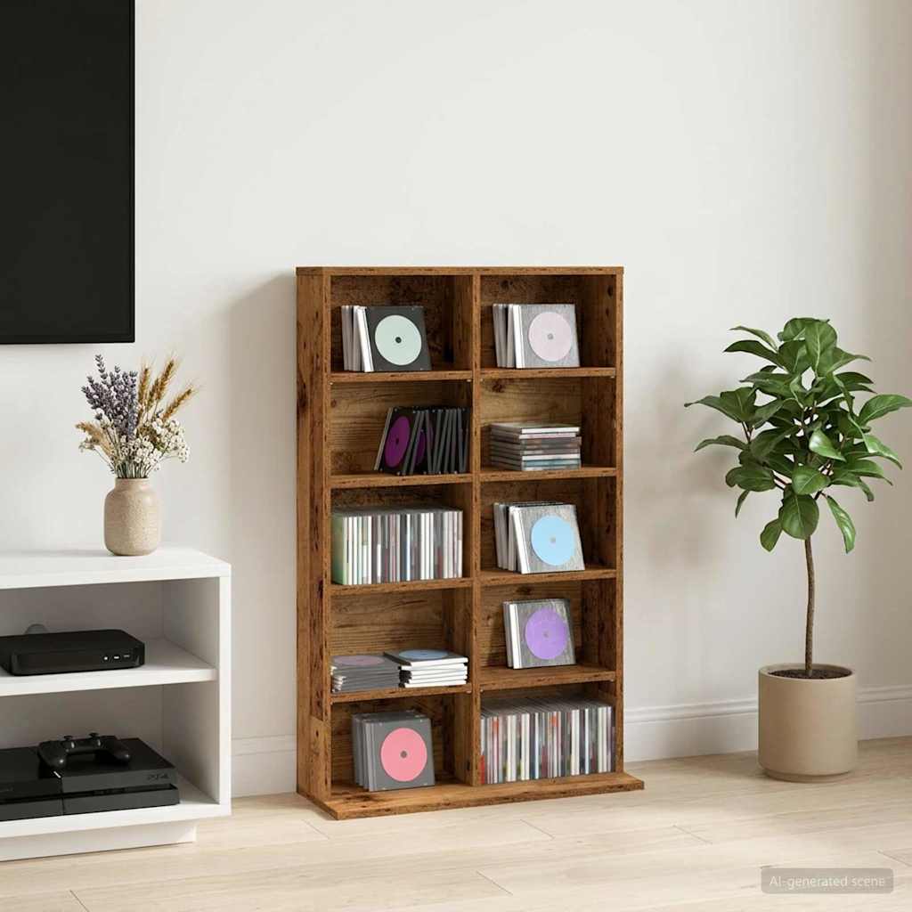 vidaXL Kabinet na płyty CD Stare drewno 65 x 23,5 x 97,5 cm