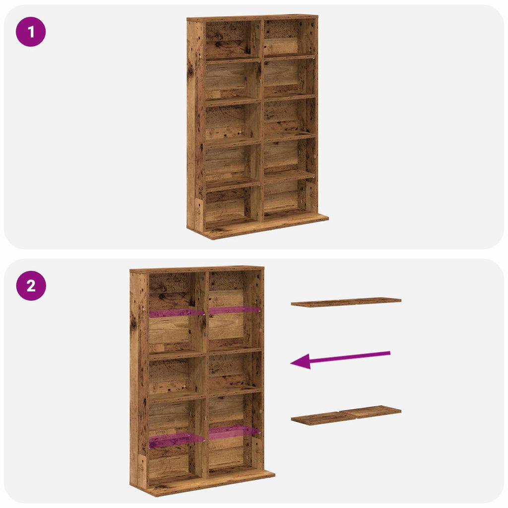 vidaXL Kabinet na płyty CD Stare drewno 65 x 23,5 x 97,5 cm
