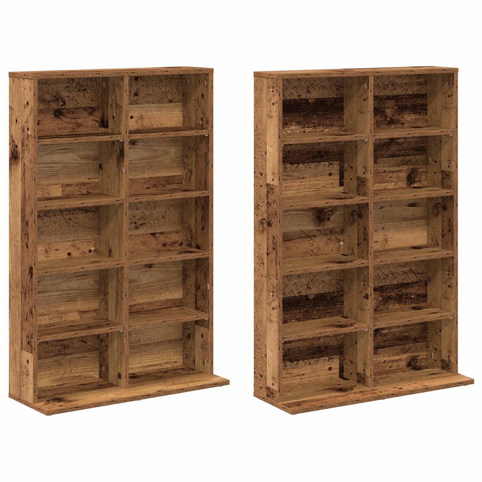 vidaXL Kabinet na płyty CD 2 szt. Stare drewno 65 x 23,5 x 97,5 cm