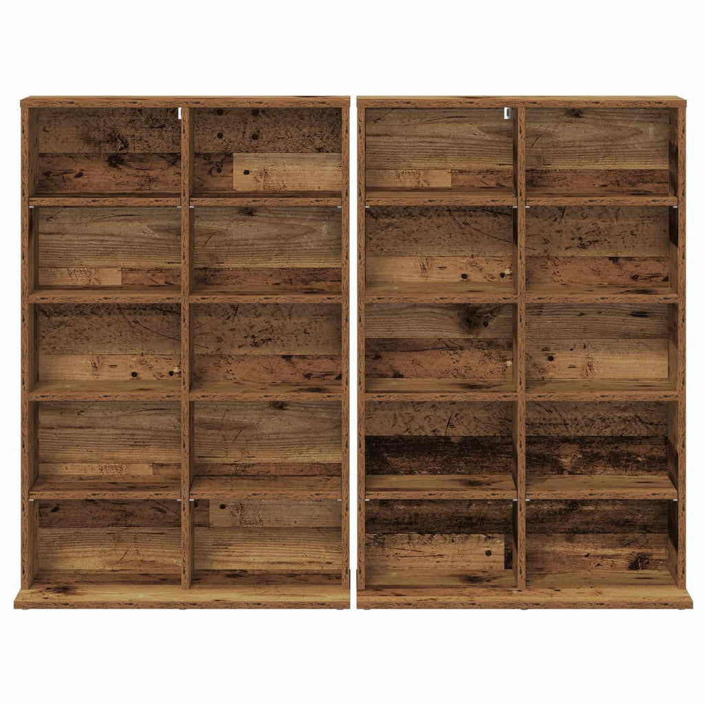 vidaXL Kabinet na płyty CD 2 szt. Stare drewno 65 x 23,5 x 97,5 cm