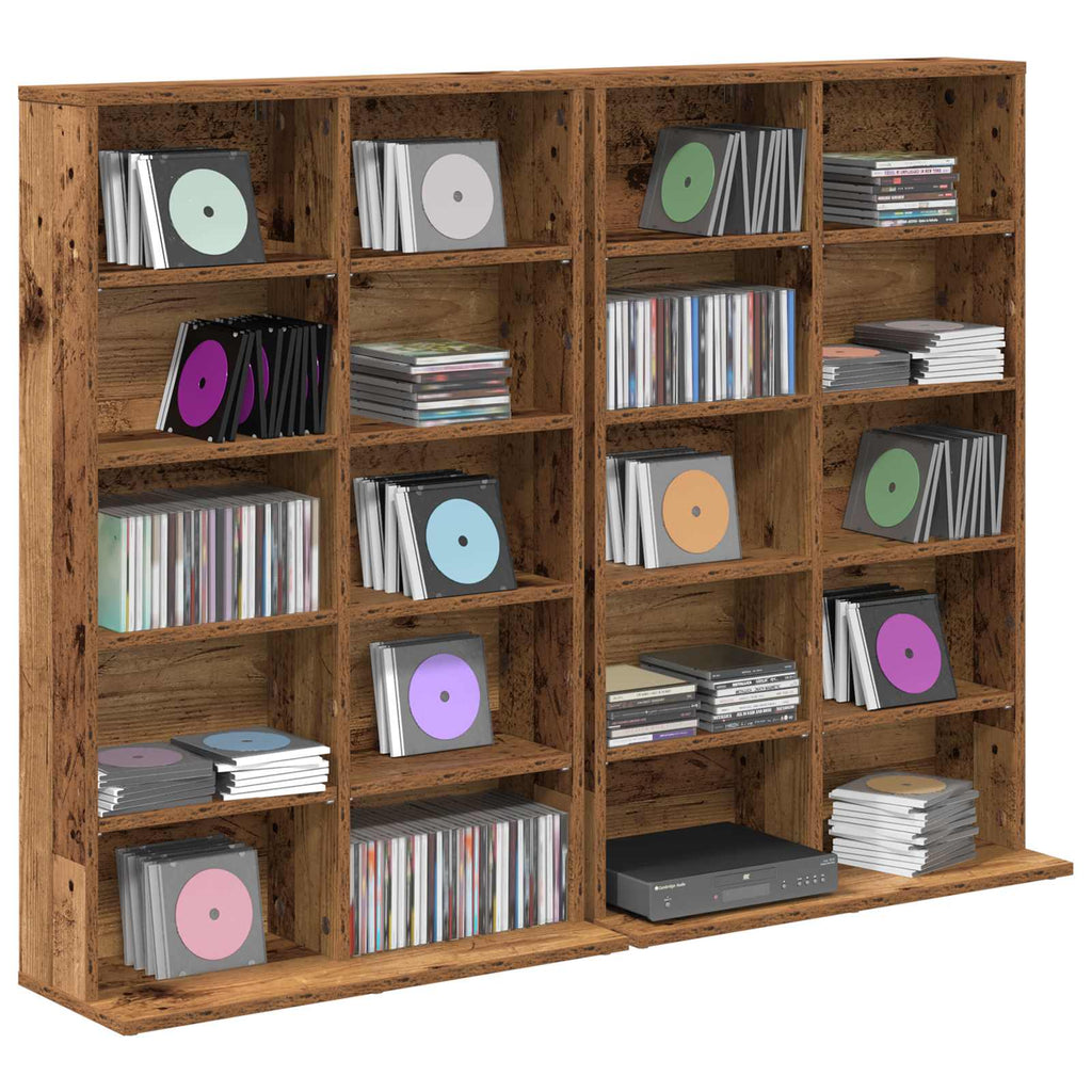 vidaXL Kabinet na płyty CD 2 szt. Stare drewno 65 x 23,5 x 97,5 cm