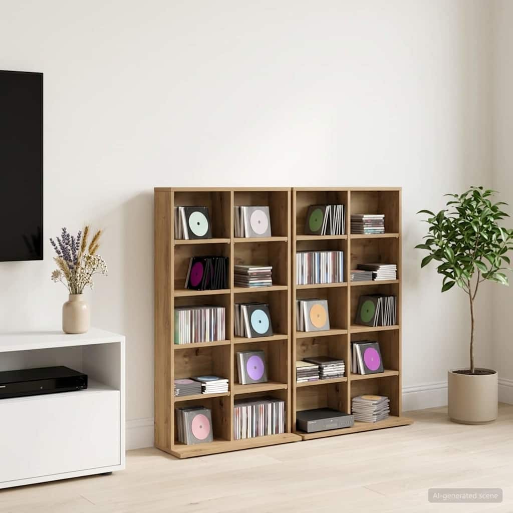 vidaXL Kabinet na płyty CD 2 szt. Dąb artisan 65 x 23,5 x 97,5 cm