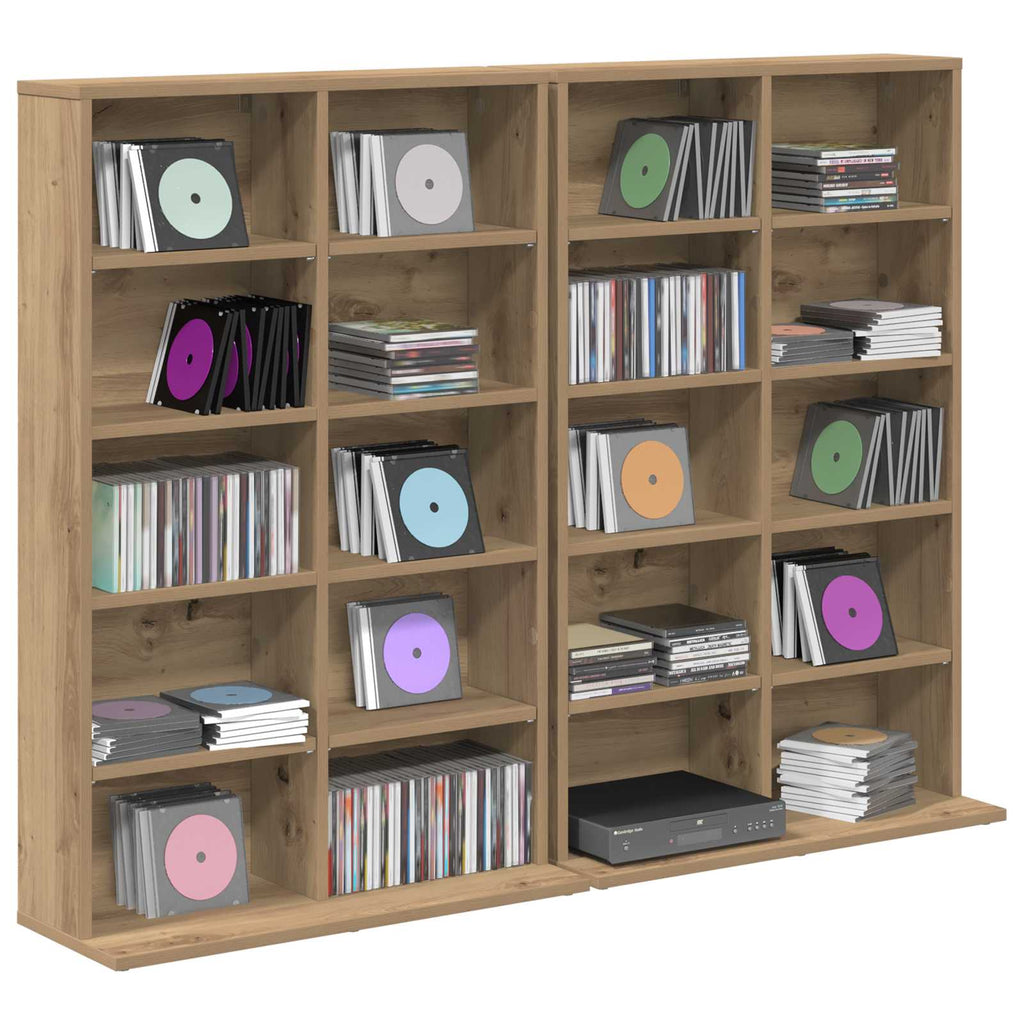 vidaXL Kabinet na płyty CD 2 szt. Dąb artisan 65 x 23,5 x 97,5 cm