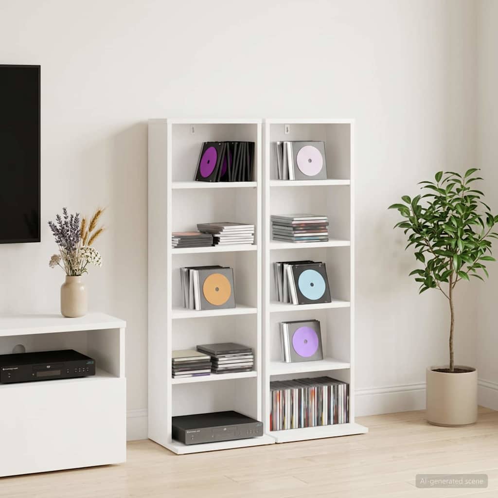 vidaXL Kabinet na płyty CD 2 szt. Biały 33 x 23,5 x 97,5 cm