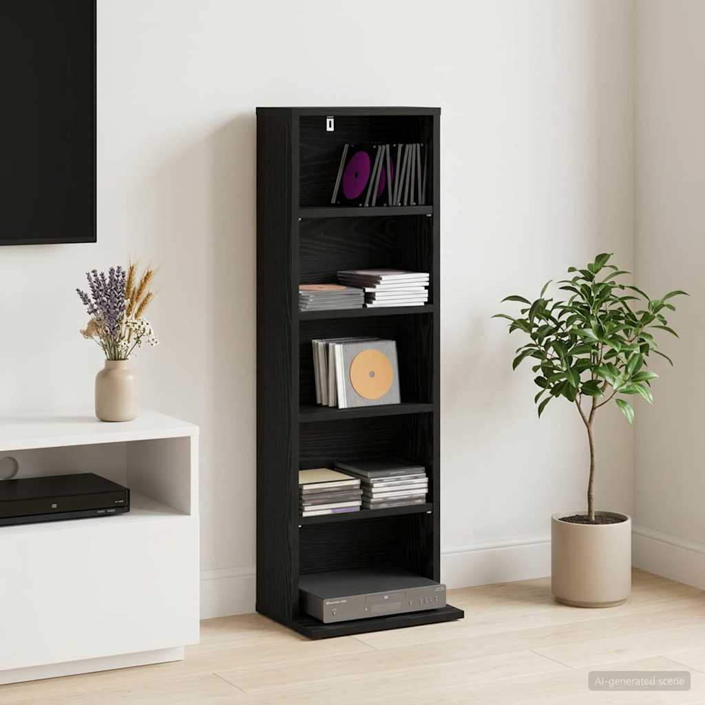 vidaXL Kabinet na płyty CD Czarny dąb 33 x 23,5 x 97,5 cm