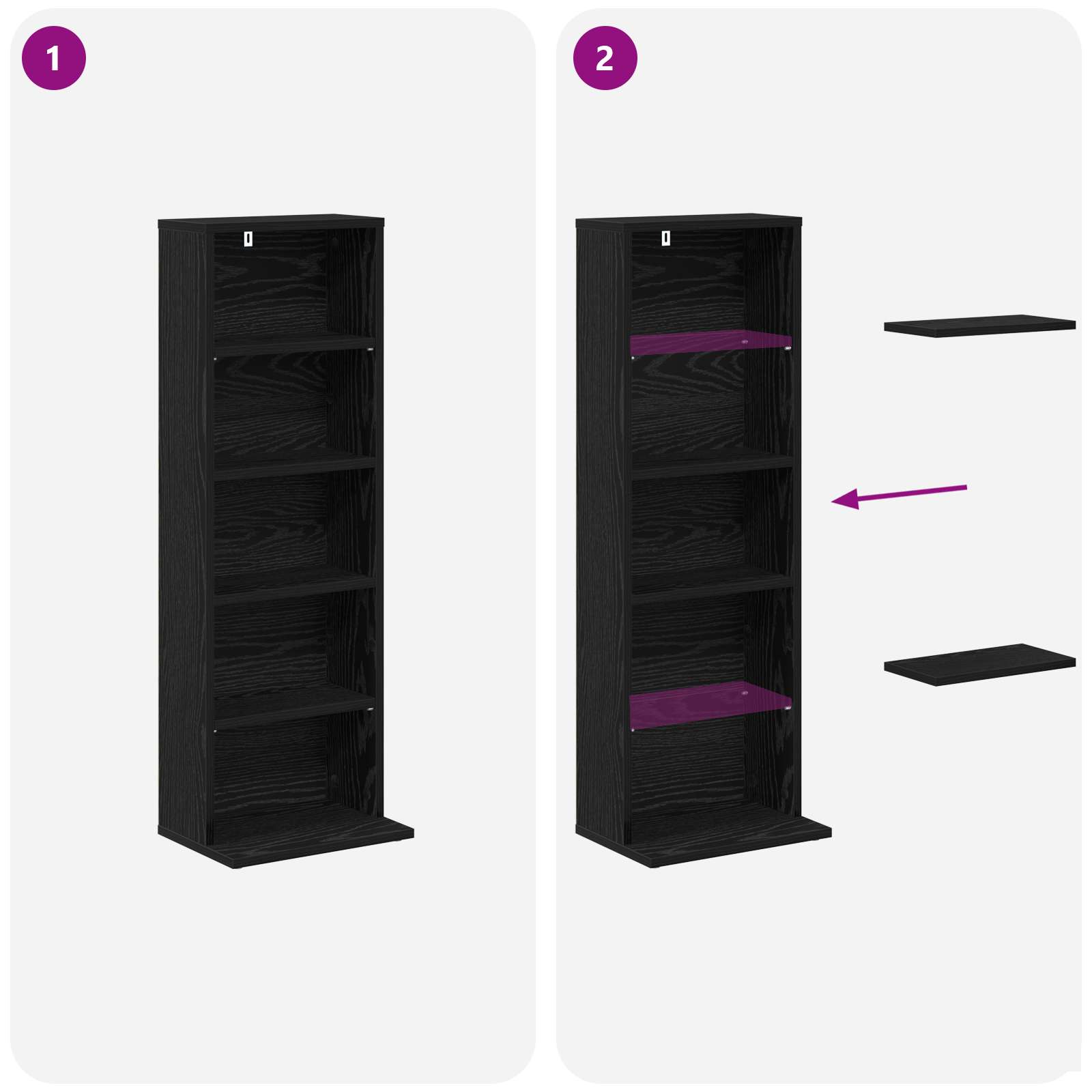 vidaXL Kabinet na płyty CD Czarny dąb 33 x 23,5 x 97,5 cm
