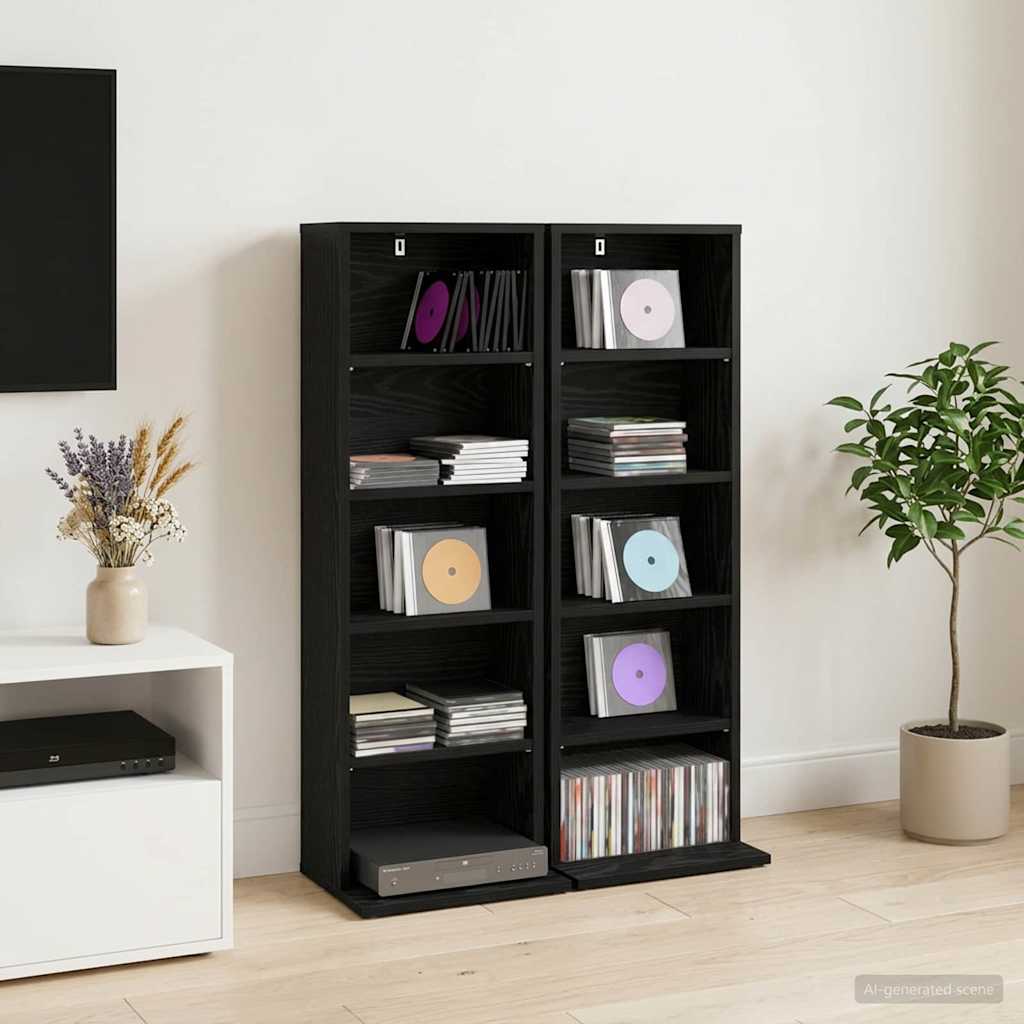 vidaXL Kabinet na płyty CD 2 szt. Czarny dąb 33 x 23,5 x 97,5 cm