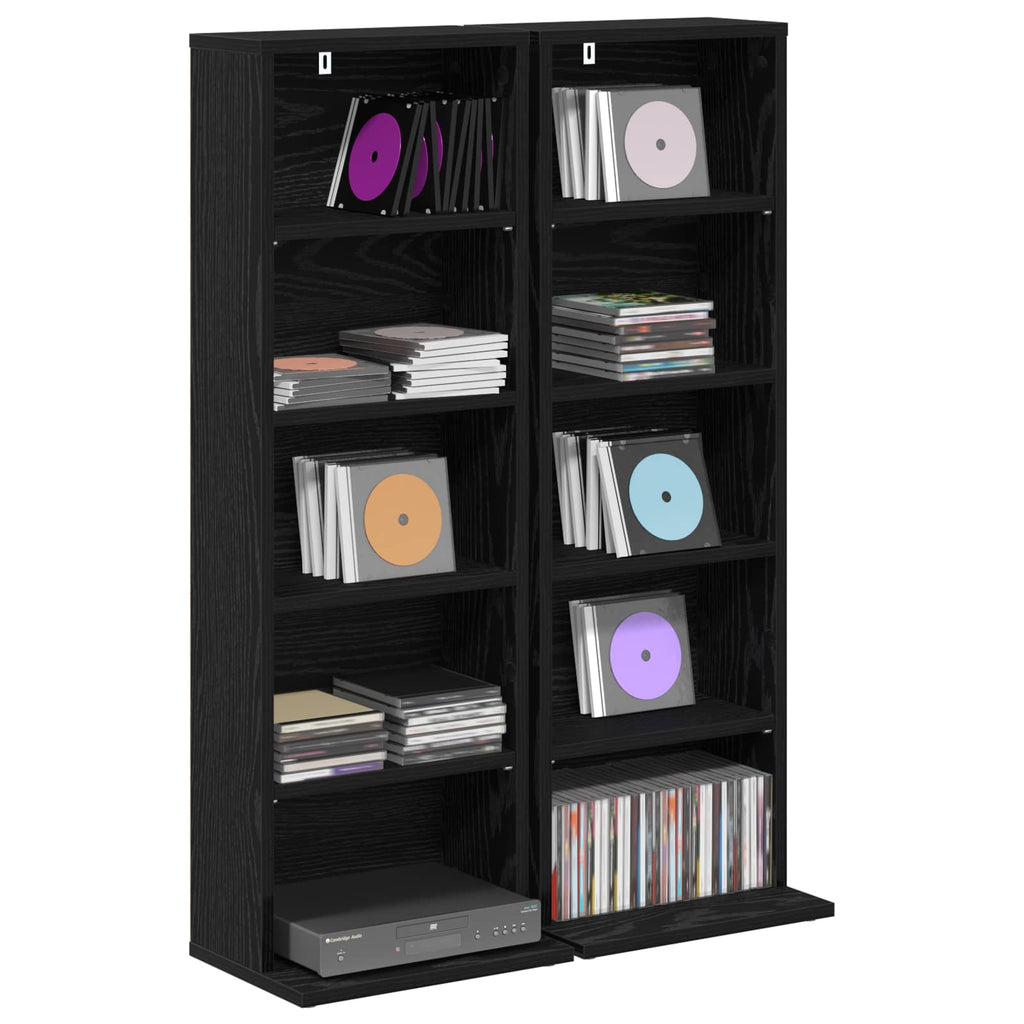vidaXL Kabinet na płyty CD 2 szt. Czarny dąb 33 x 23,5 x 97,5 cm