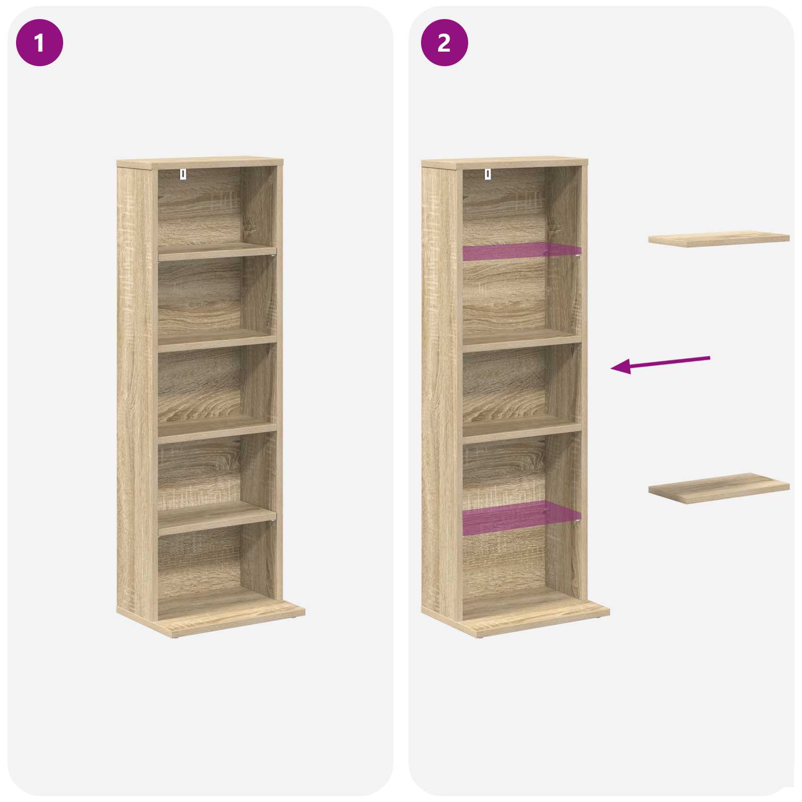 vidaXL Kabinet na płyty CD dąb Sonoma 33 x 23,5 x 97,5 cm