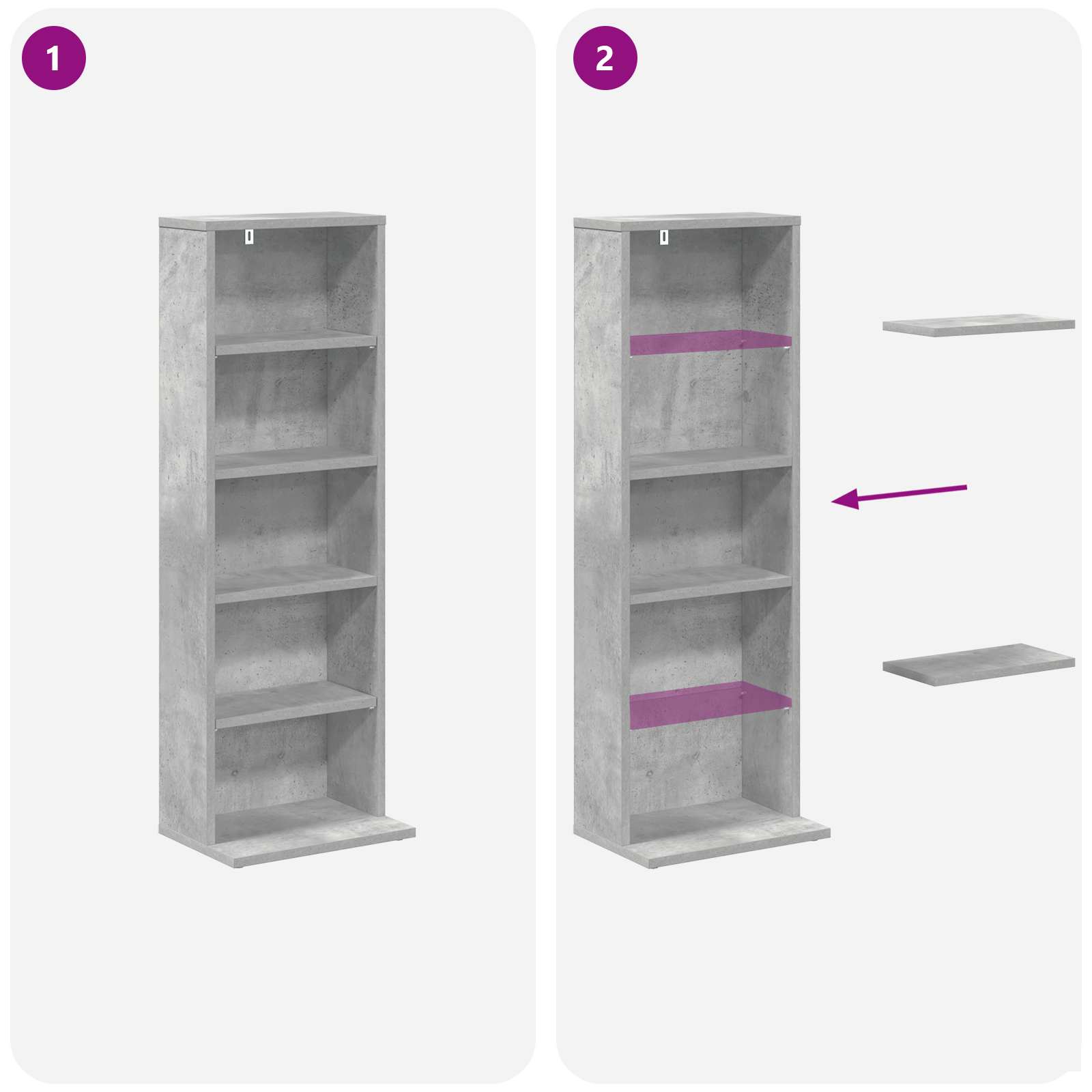 vidaXL Kabinet na płyty CD Betonowy szary 33 x 23,5 x 97,5 cm