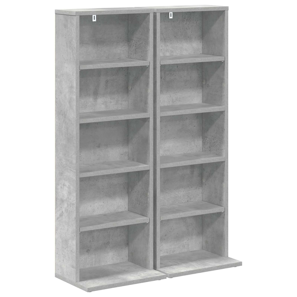 vidaXL Kabinet na płyty CD 2 szt. Betonowy szary 33 x 23,5 x 97,5 cm