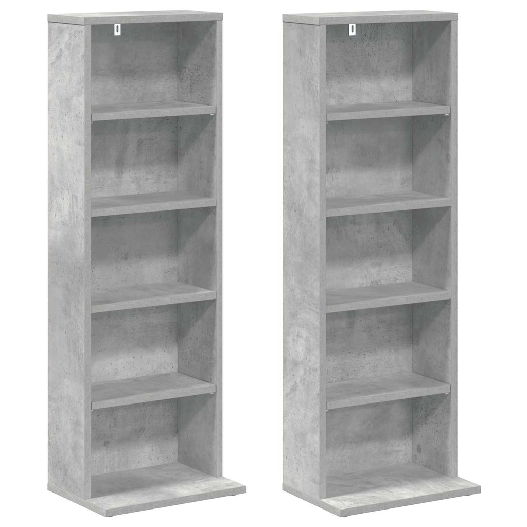 vidaXL Kabinet na płyty CD 2 szt. Betonowy szary 33 x 23,5 x 97,5 cm