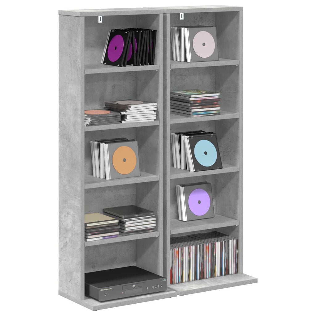 vidaXL Kabinet na płyty CD 2 szt. Betonowy szary 33 x 23,5 x 97,5 cm