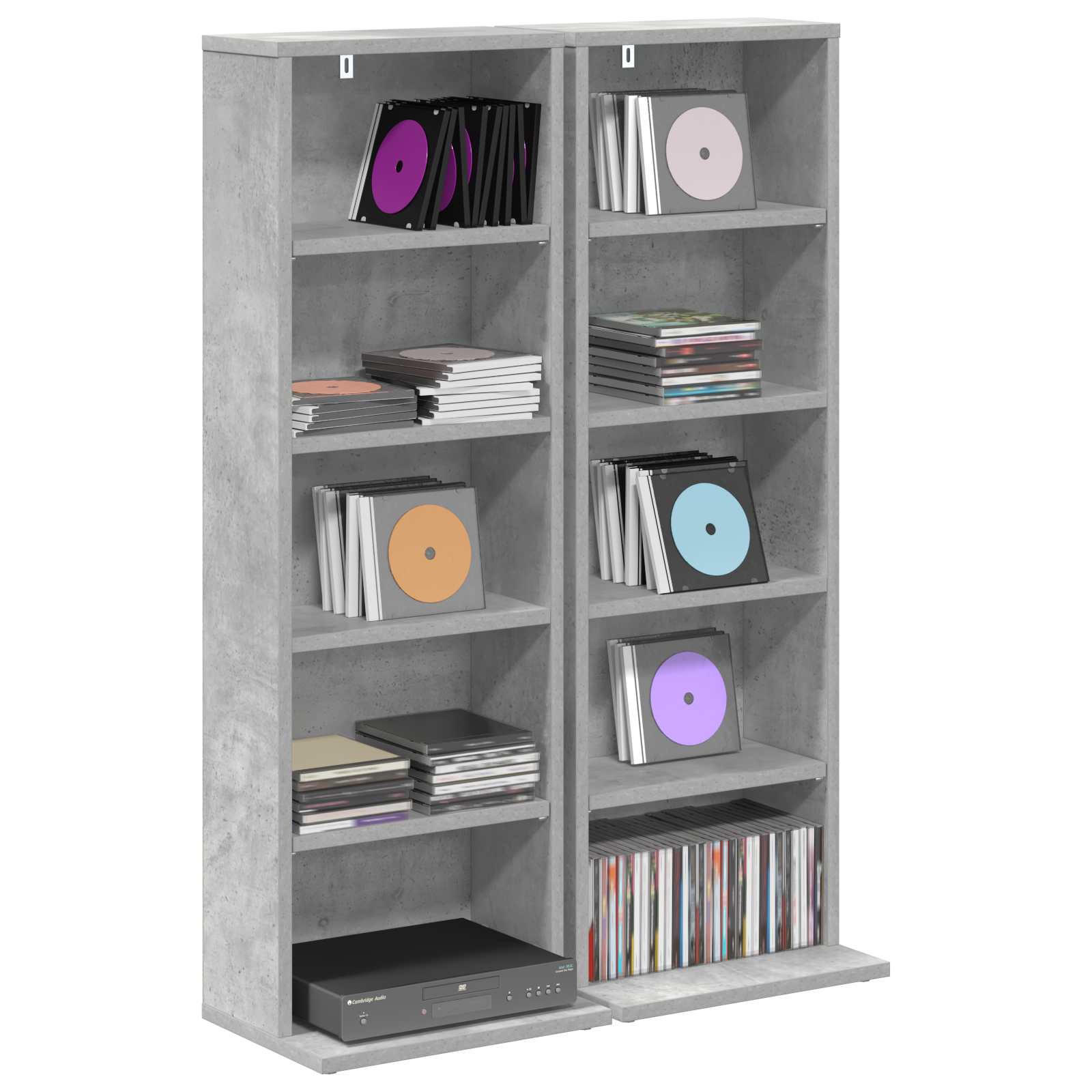 vidaXL Kabinet na płyty CD 2 szt. Betonowy szary 33 x 23,5 x 97,5 cm