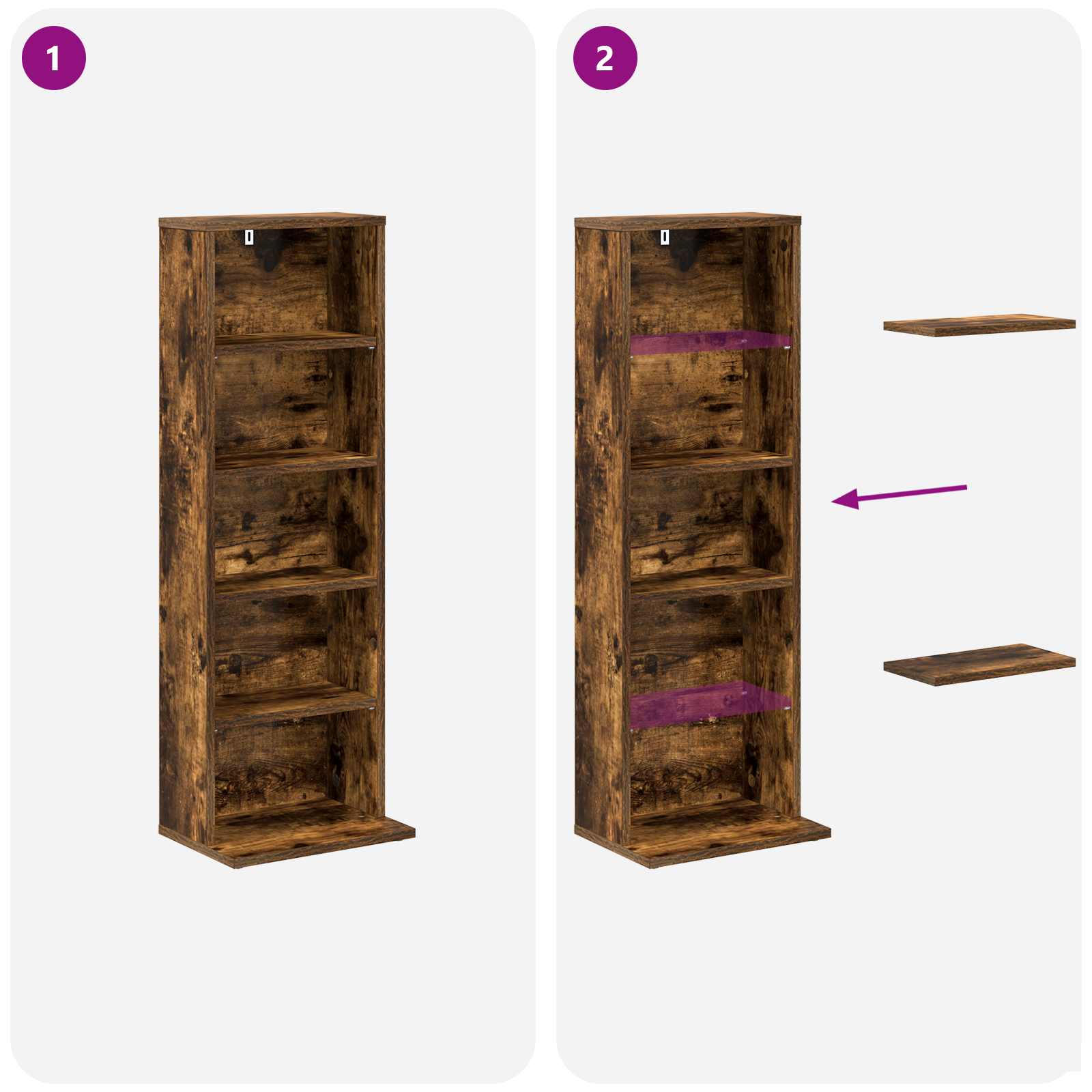 vidaXL Kabinet na płyty CD Dąb wędzony 33 x 23,5 x 97,5 cm