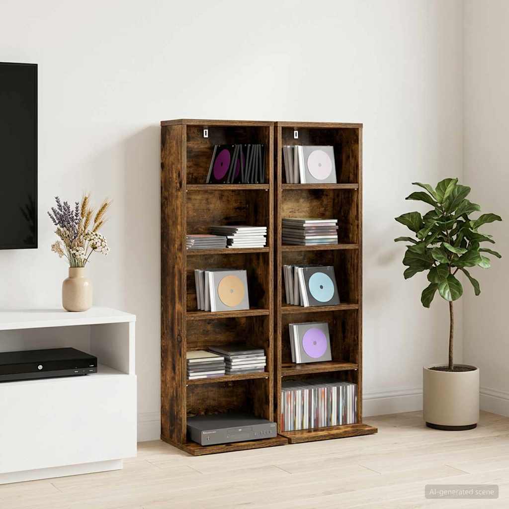vidaXL Kabinet na płyty CD 2 szt. Dąb wędzony 33 x 23,5 x 97,5 cm