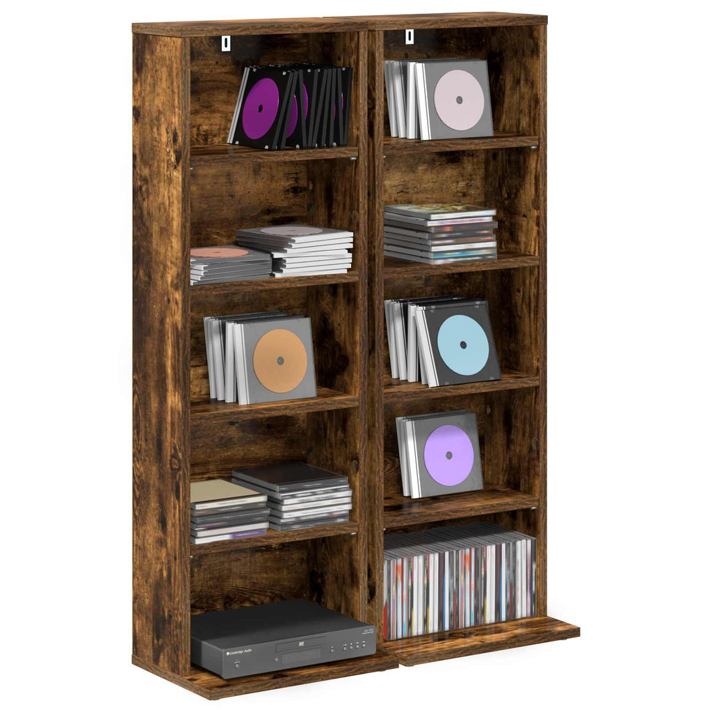 vidaXL Kabinet na płyty CD 2 szt. Dąb wędzony 33 x 23,5 x 97,5 cm