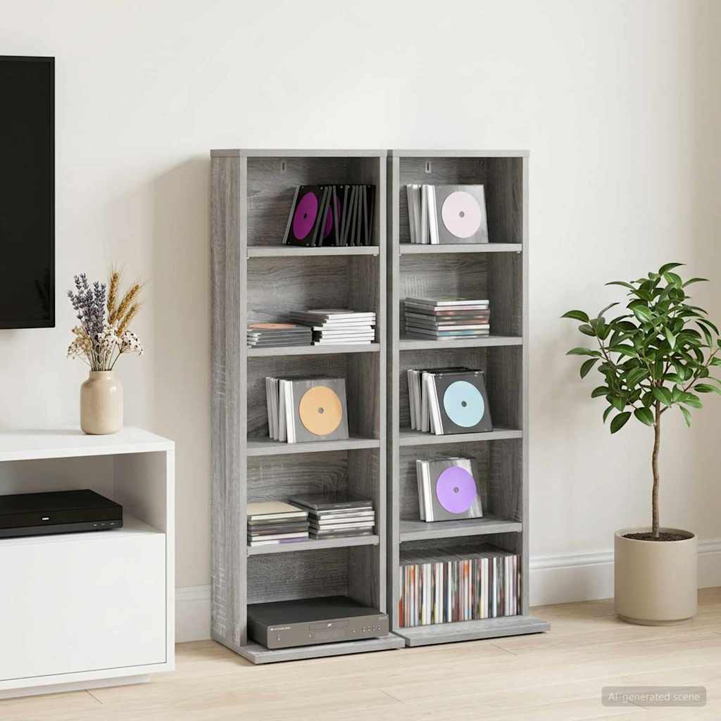 vidaXL Kabinet na płyty CD 2 szt. Szary Sonoma 33 x 23,5 x 97,5 cm