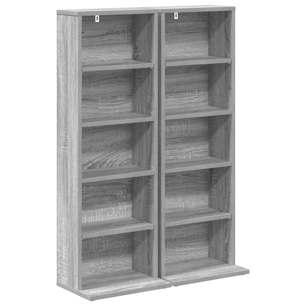 vidaXL Kabinet na płyty CD 2 szt. Szary Sonoma 33 x 23,5 x 97,5 cm