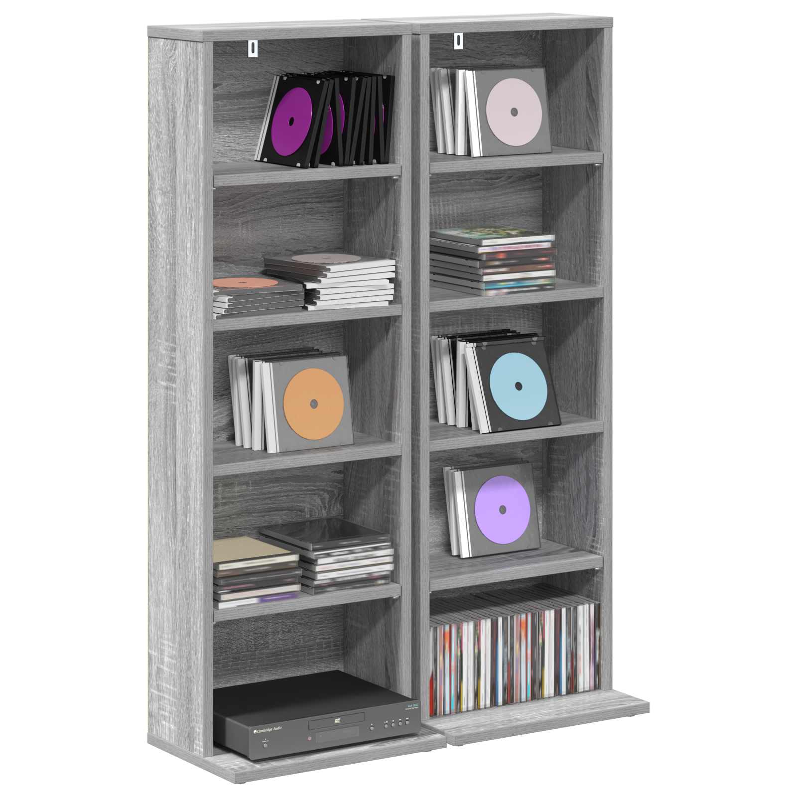 vidaXL Kabinet na płyty CD 2 szt. Szary Sonoma 33 x 23,5 x 97,5 cm