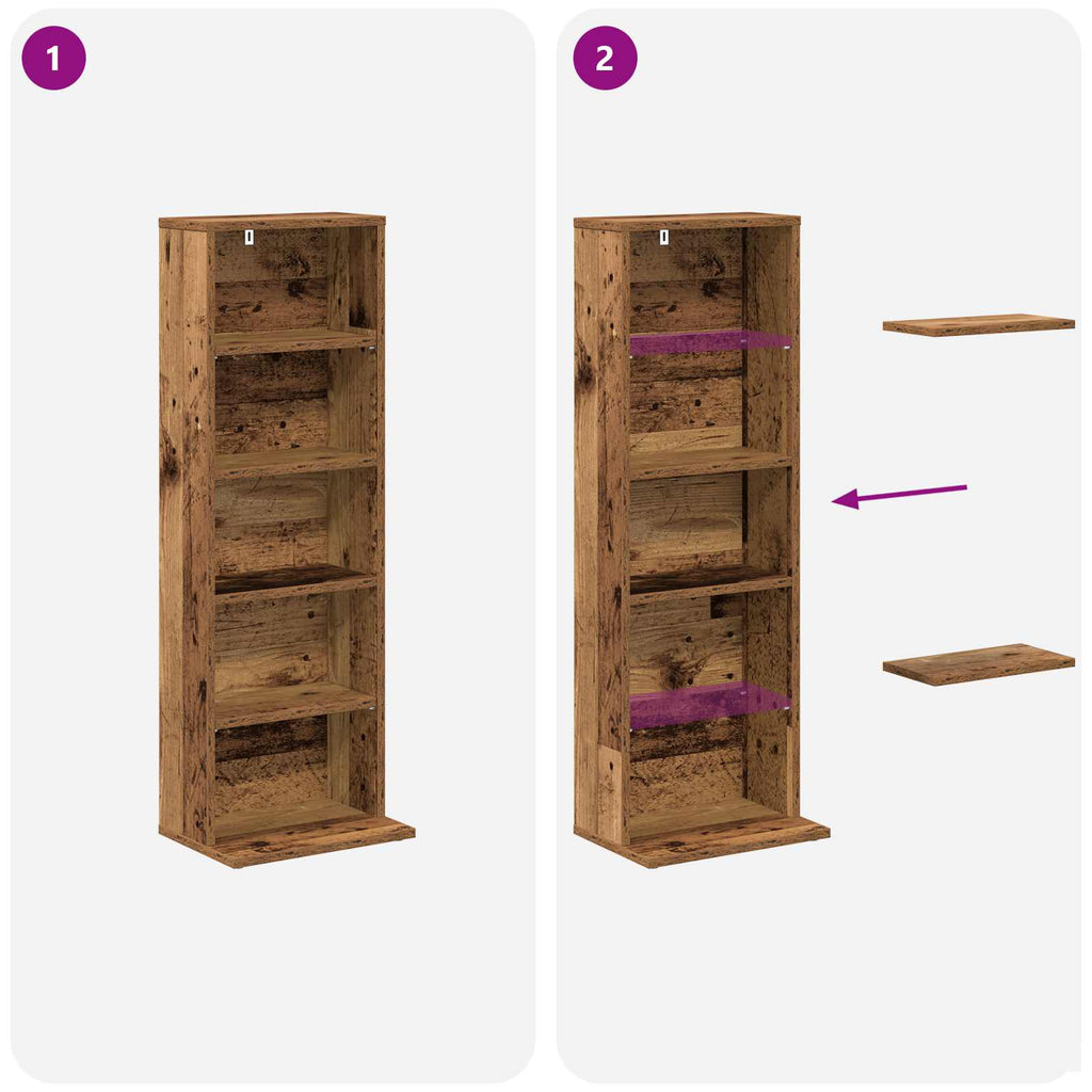 vidaXL Kabinet na płyty CD Stare drewno 33 x 23,5 x 97,5 cm