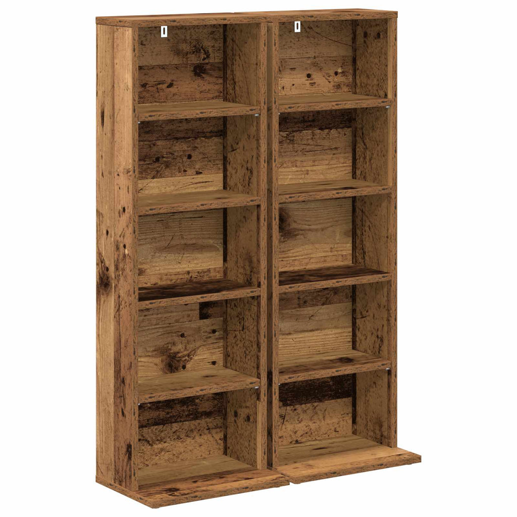 vidaXL Kabinet na płyty CD 2 szt. Stare drewno 33 x 23,5 x 97,5 cm