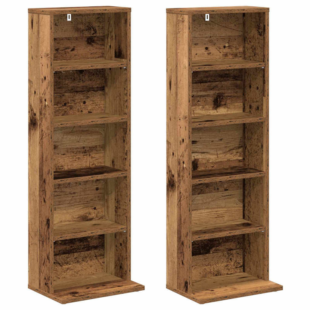 vidaXL Kabinet na płyty CD 2 szt. Stare drewno 33 x 23,5 x 97,5 cm