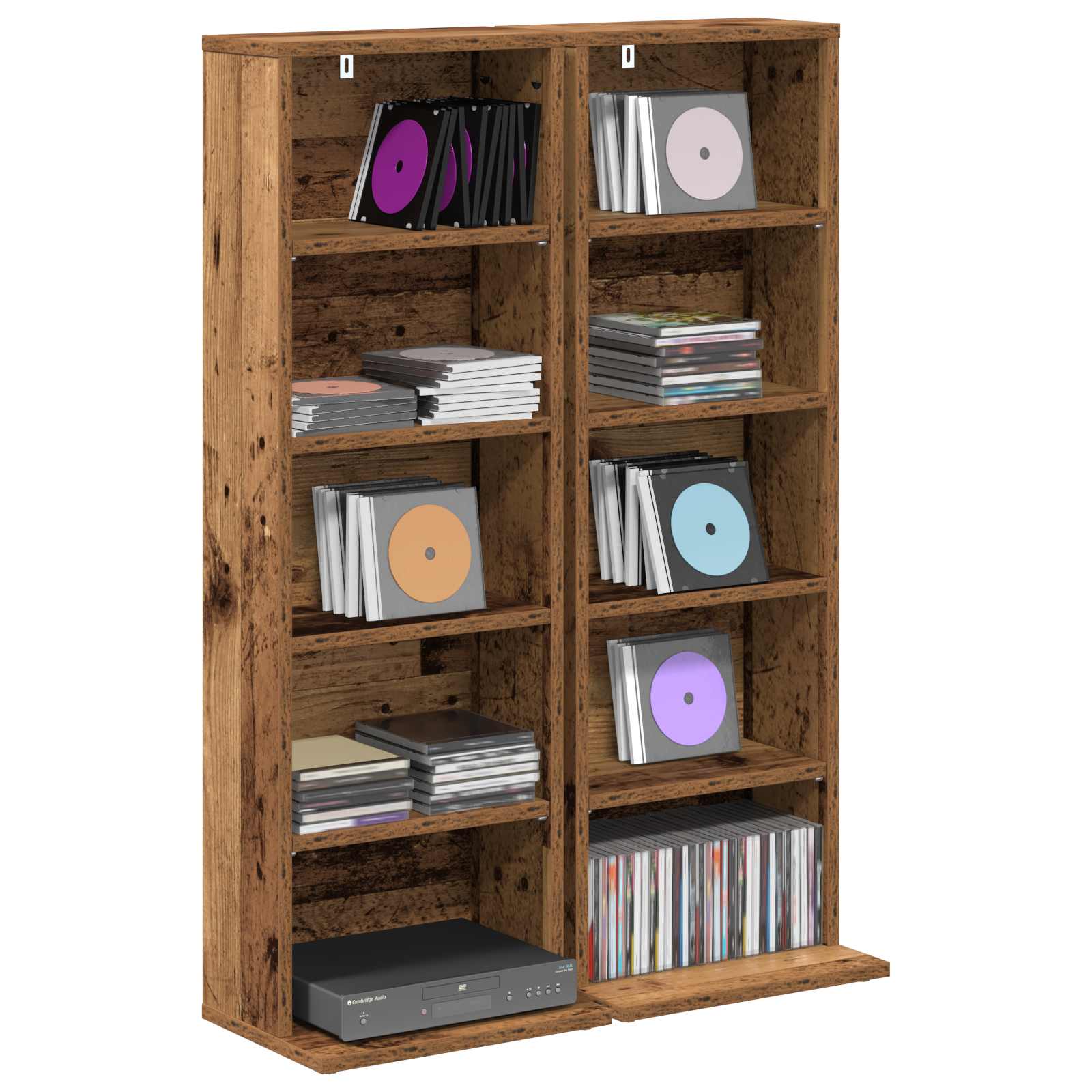 vidaXL Kabinet na płyty CD 2 szt. Stare drewno 33 x 23,5 x 97,5 cm