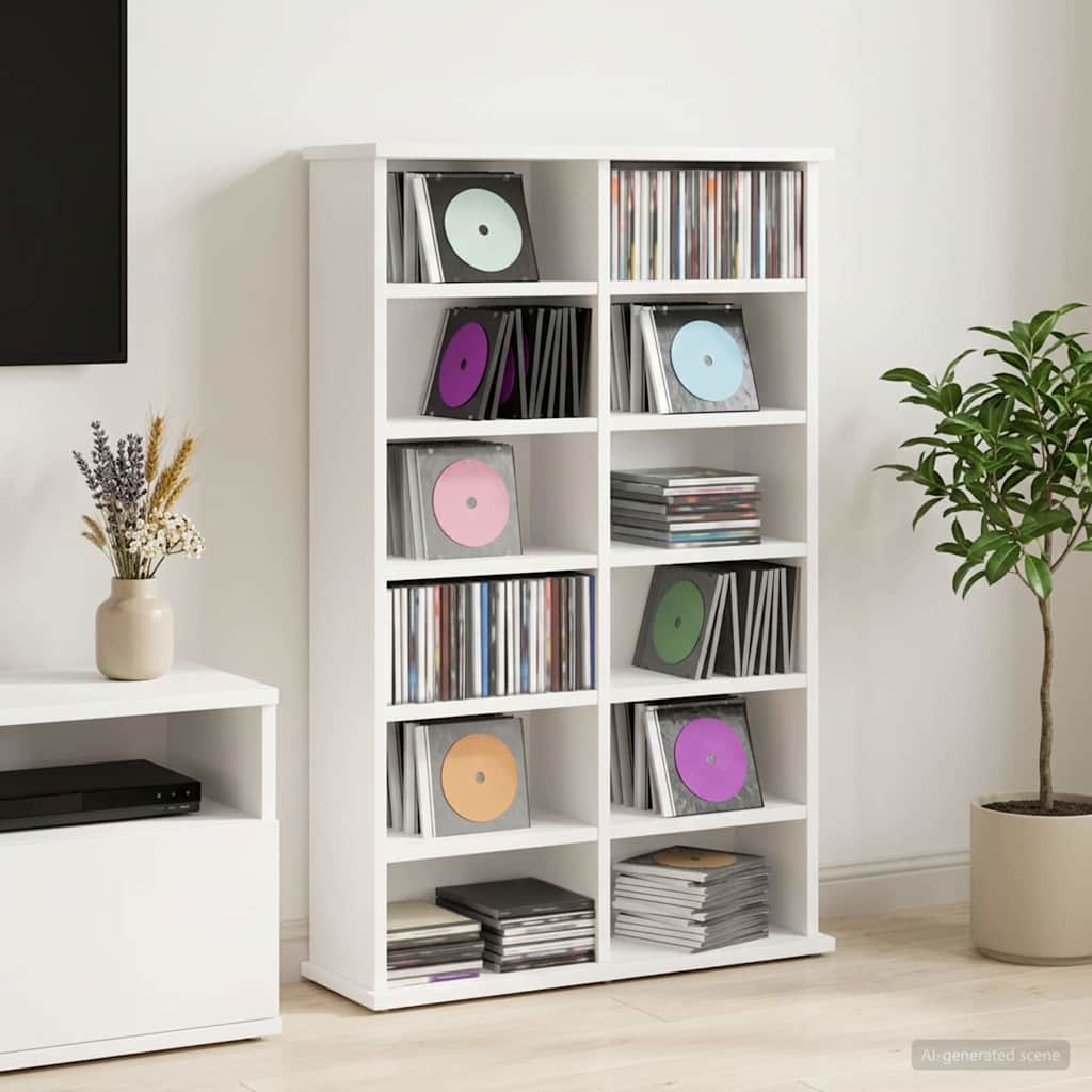 vidaXL Kabinet na płyty CD Biały 60 x 17 x 92 cm Drewno inżynieryjne