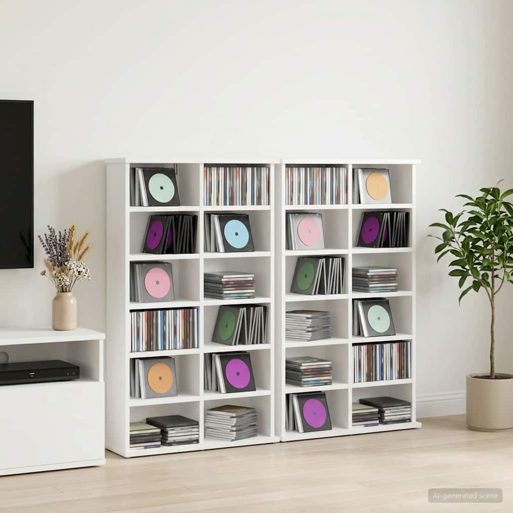 vidaXL Kabinet na płyty CD 2 szt. Biały 60 x 17 x 92 cm