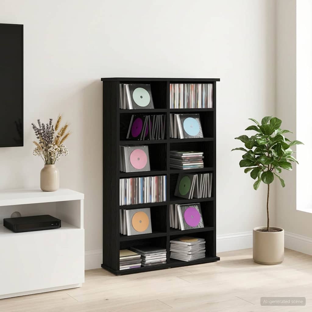 vidaXL Kabinet na płyty CD Czarny dąb 60 x 17 x 92 cm