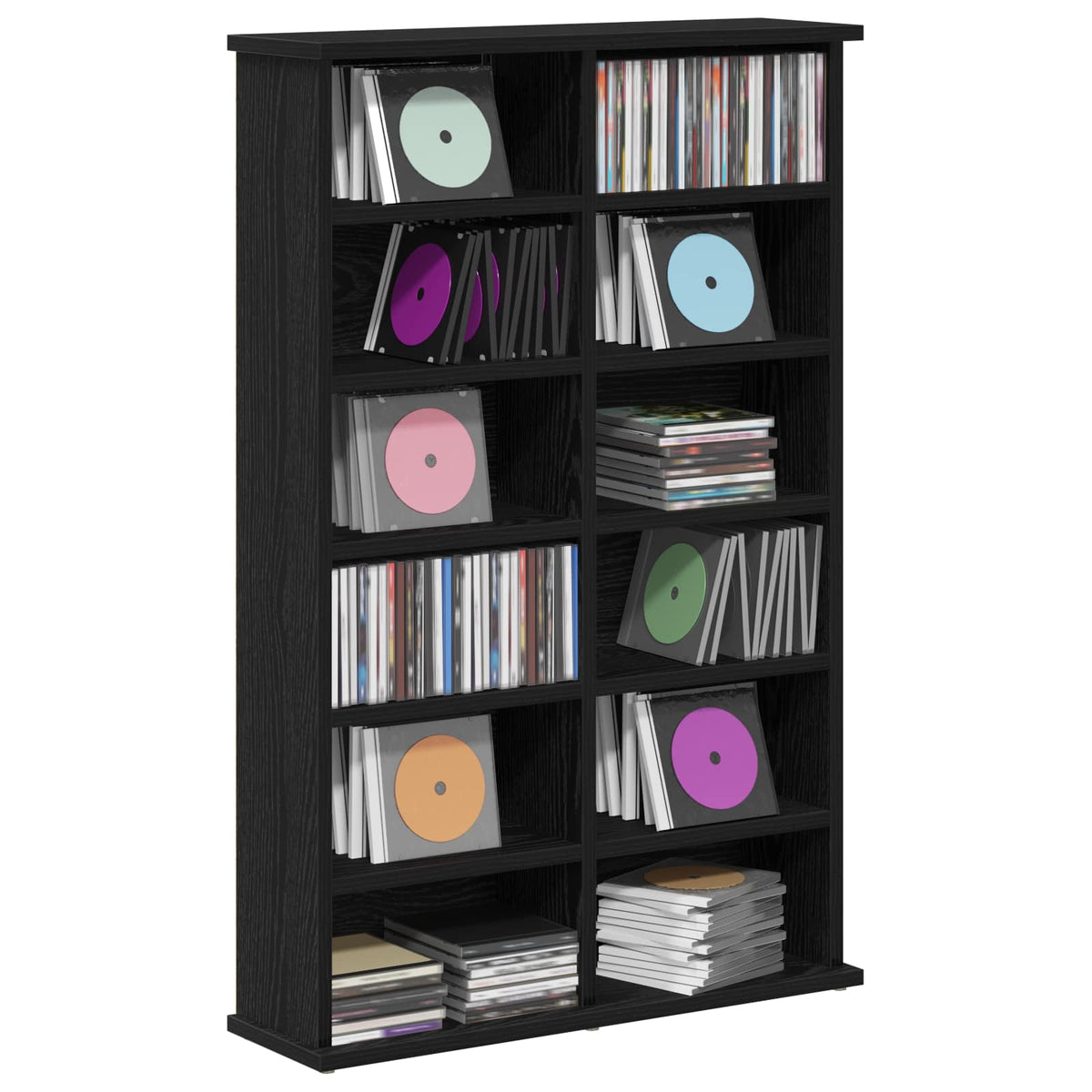 vidaXL Kabinet na płyty CD Czarny dąb 60 x 17 x 92 cm