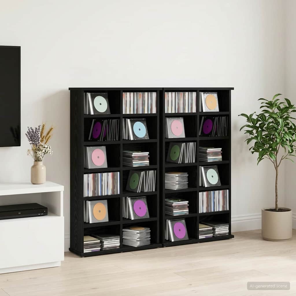 vidaXL Kabinet na płyty CD 2 szt. Czarny dąb 60 x 17 x 92 cm