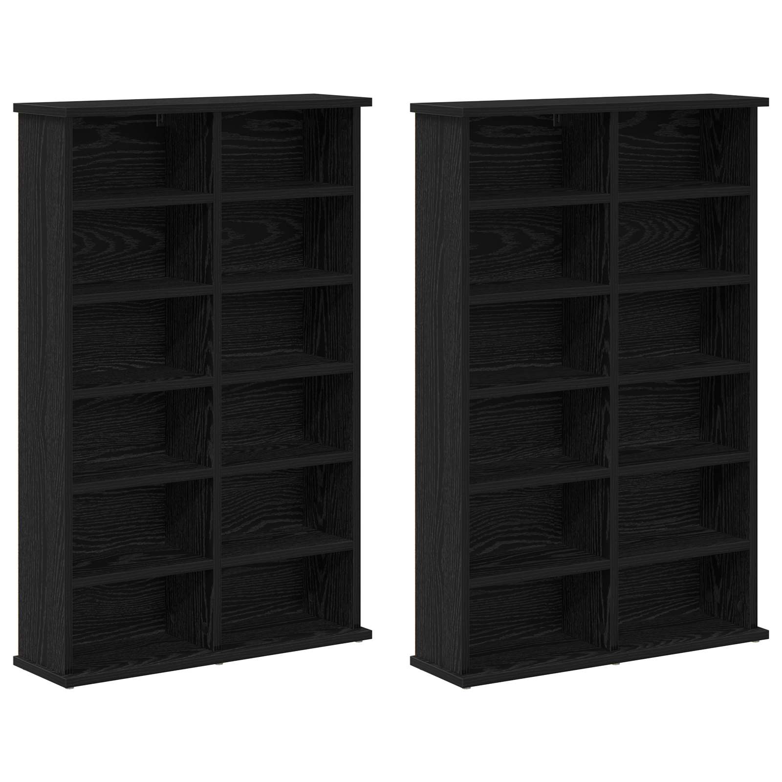 vidaXL Kabinet na płyty CD 2 szt. Czarny dąb 60 x 17 x 92 cm