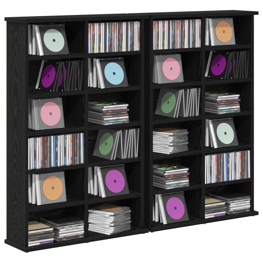 vidaXL Kabinet na płyty CD 2 szt. Czarny dąb 60 x 17 x 92 cm