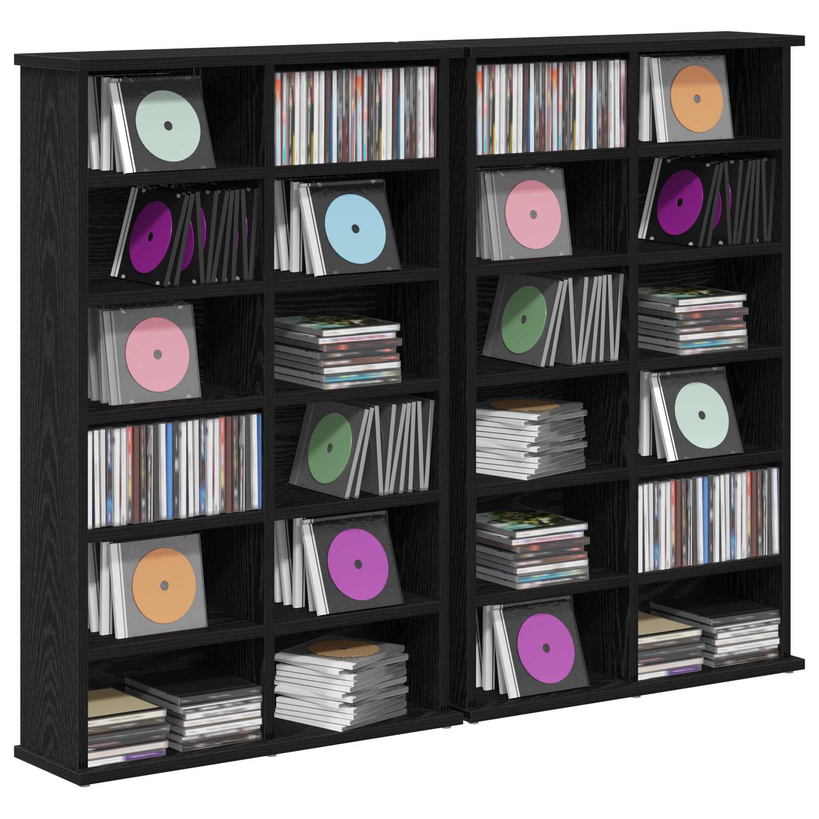 vidaXL Kabinet na płyty CD 2 szt. Czarny dąb 60 x 17 x 92 cm